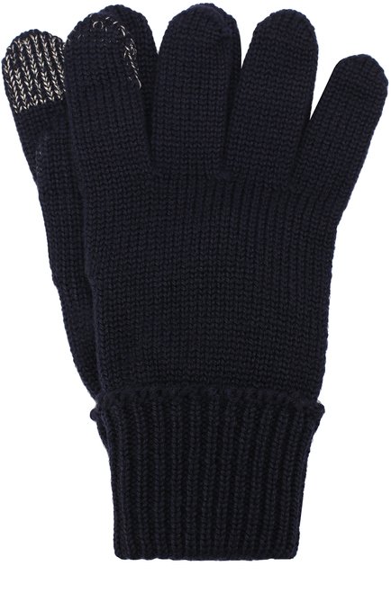 Детские шерстяные перчатки IL TRENINO темно-синего цвета, арт. 17 9004/E0 | Фото 1 (Статус проверки: Проверено, Проверена категория; Материал: Шерсть, Текстиль)