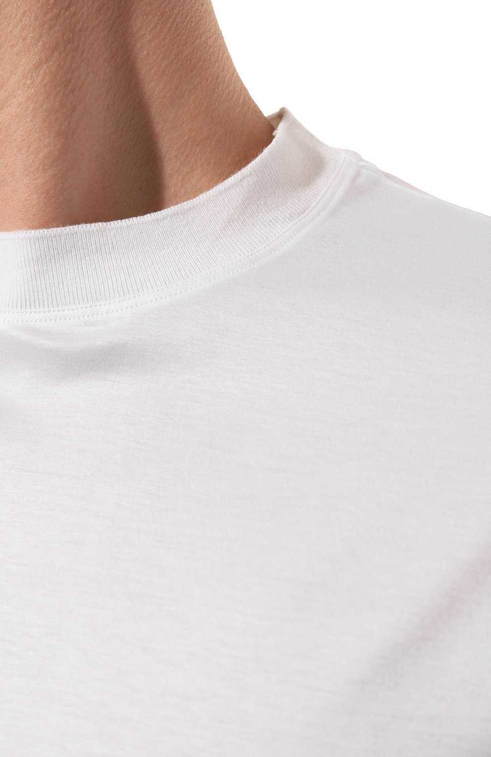 Мужская хлопковая футболка KITON белого цвета, арт. UMC023K06R49 | Фото 5 (Принт: Без принта; Рукава: Короткие; Длина (для топов): Стандартные; Материал сплава: Проставлено; Материал внешний: Хлопок; Драгоценные камни: Проставлено; Стили: Кэжуэл)