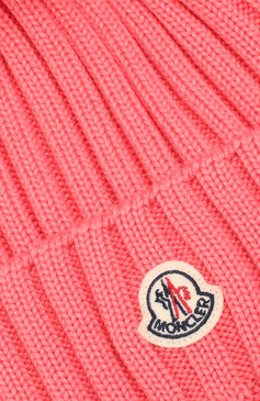 Женская шерстяная шапка MONCLER розового цвета, арт. E2-093-00219-00-03510 | Фото 3 (Материал: Текстиль, Шерсть; Статус проверки: Проверено, Проверена категория)