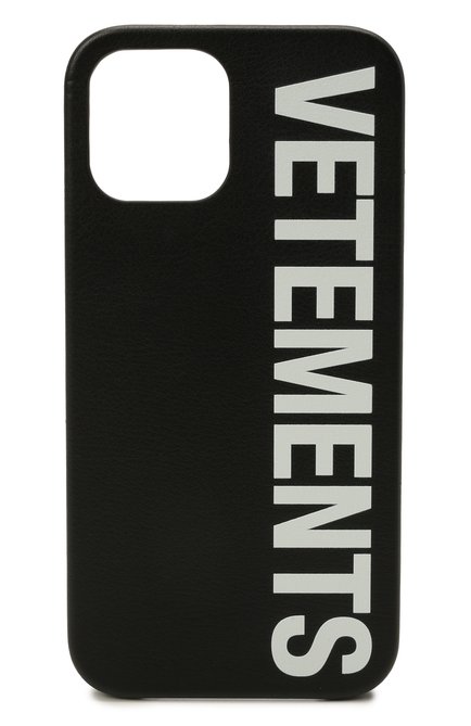 Кожаный чехол для iphone 12 pro max VETEMENTS черного цвета, арт. UA52SA500W 2409/W/BLACK/WHITE 12 PR0 MAX | Фото 1 (Женское Кросс-КТ: Кожа iPhone; Материал: Натуральная кожа)