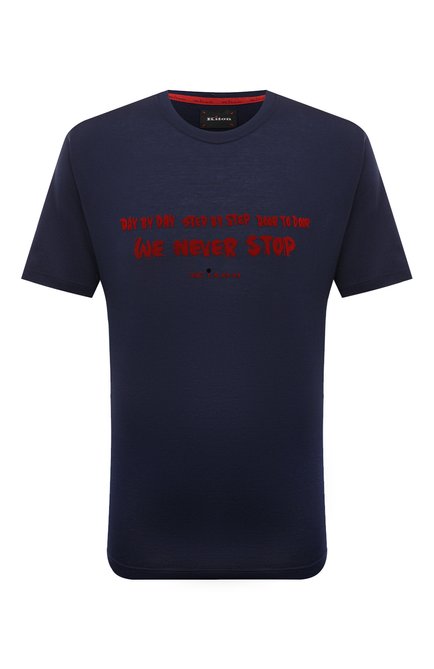 Мужская хлопковая футболка KITON темно-синего цвета по цене 65850 руб., арт. UK1367 | Фото 1