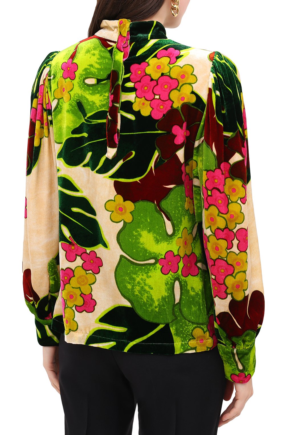 Женская блузка из вискозы и шелка DRIES VAN NOTEN разноцветного цвета, арт. 202-30790-1009 | Фото 5 (Рукава: Длинные; Длина (для топов): Стандартные; Принт: С принтом; Материал внешний: Вискоза; Женское Кросс-КТ: Блуза-одежда)