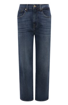 Женские джинсы 7 FOR ALL MANKIND синего цвета, арт. JSAN44A0KL | Фото 1 (Кросс-КТ: Деним; Длина (брюки, джинсы): Стандартные; Силуэт Ж (брюки и джинсы): Прямые; Материал сплава: Проставлено; Материал внешний: Хлопок, Деним; Драгоценные камни: Проставлено; Стили: Кэжуэл)