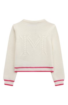 Детский шерстяной кардиган MONNALISA белого цвета, арт. 370800 | Фото 2 (Кросс-КТ НВ: Кардиганы; Ростовка одежда: 12 мес | 80 см, 18 мес | 86 см, 24 мес | 92 см, 36 мес | 98 см)