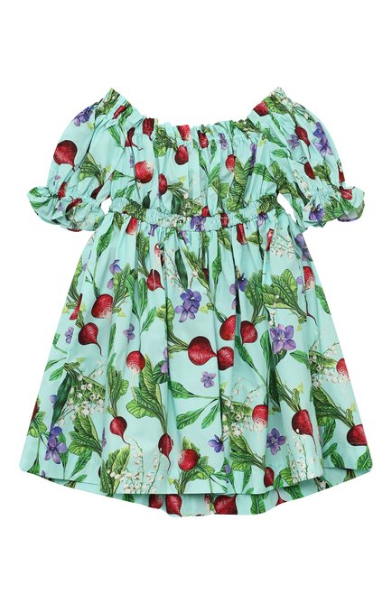 Детское хлопковое платье DOLCE & GABBANA разноцветного цвета, арт. L53DK7/HS5PP/2-6 | Фото 2 (Рукава: Короткие; Материал внешний: Хлопок)