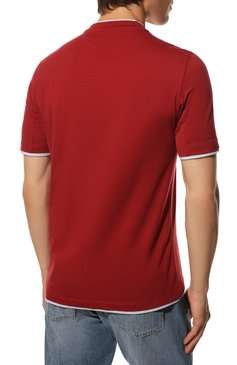 Мужская хлопковая футболка BRUNELLO CUCINELLI красного цвета, арт. M0T617427 | Фото 4 (Принт: Без принта; Рукава: Короткие; Длина (для топов): Стандартные; Материал внешний: Хлопок; Размерность: Маломерит; Стили: Кэжуэл)