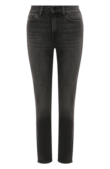 Женские джинсы 7 FOR ALL MANKIND темно-серого цвета, арт. JSWXC320XC | Фото 1 (Длина (брюки, джинсы): Стандартные; Материал сплава: Проставлено; Материал внешний: Хлопок; Драгоценные камни: Проставлено)