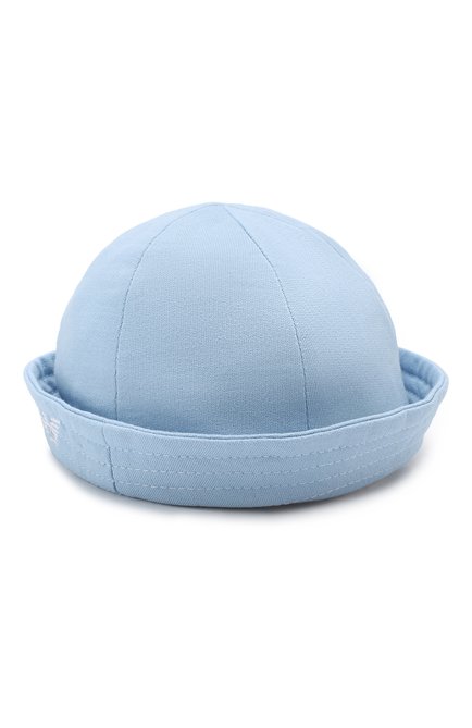 Детская хлопковая шляпа EMPORIO ARMANI голубого цвета, арт. 404366/9P541 | Фото 2 (Материал: Хлопок, Текстиль; Статус проверки: Проверена категория)