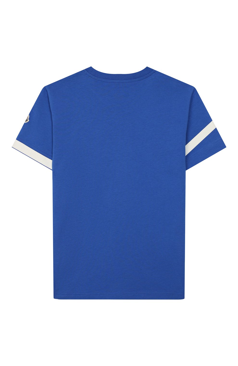 Детская хлопковая футболка MONCLER синего цвета, арт. F1-954-8C701-20-83907/12-14A | Фото 2 (Рукава: Короткие; Материал внешний: Хлопок; Мальчики Кросс-КТ: Футболка-одежда; Статус проверки: Проверена категория)