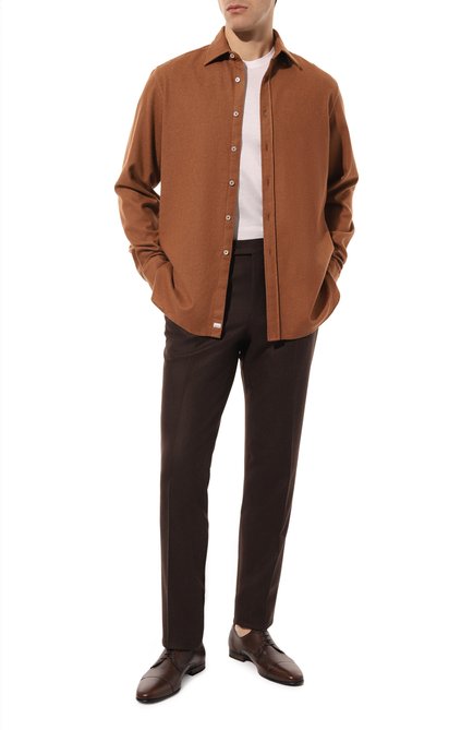 Мужские кожаные дерби BARRETT темно-коричневого цвета, арт. 141U034.62 | Фото 2 (Материал внут ренний: Натуральная кожа; Нос: Не проставлено; Материал сплава: Проставлено)