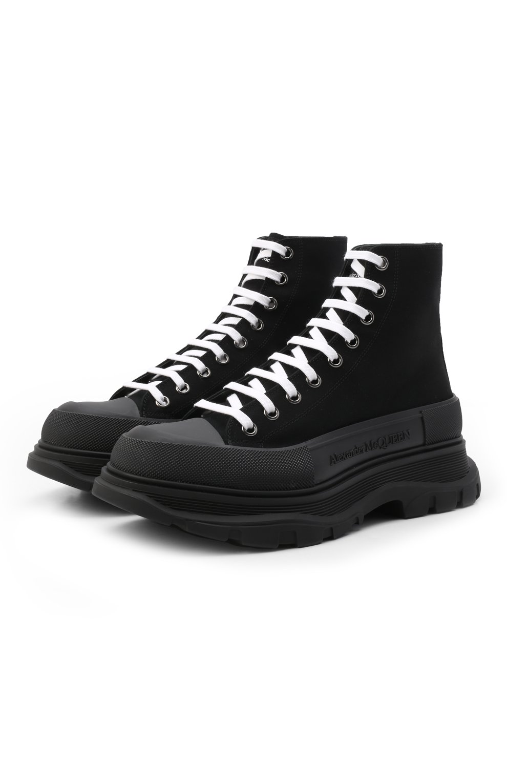 Мужские текстильные ботинки tread slick ALEXANDER MCQUEEN черного цвета, арт. 604254/W4L32 | Фото 1 (Материал внешний: Текстиль; Мужское Кросс-КТ: Ботинки-обувь; Материал внутренний: Натуральная кожа; Материал утеплителя: Без утеплителя; Подошва: Массивная)
