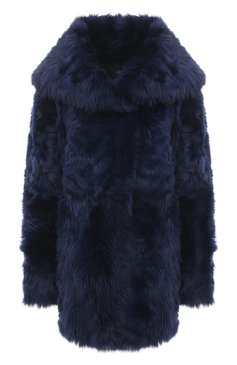 Женская шуба из овчины ALBERTA FERRETTI синего цвета, арт. 222M/A3901/5180 | Фото 1 (Женское Кросс-КТ: Мех; Рукава: Длинные; Стили: Гламурный; Материал внешний: Натуральный мех; Длина (верхняя одежда): До середины бедра)