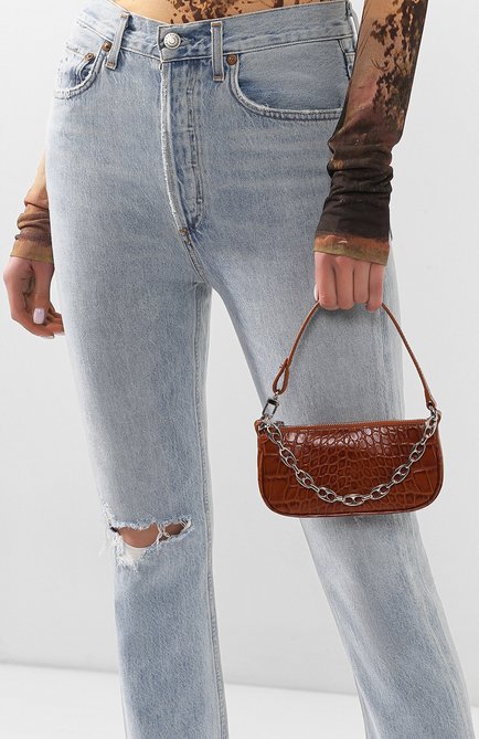 Женская сумка rachel mini BY FAR коричневого цвета, арт. 20CRMIRATNDSMA | Фото 2 (Размер: mini; Материал: Натуральная кожа; Сумки-технические: Сумки top-handle)