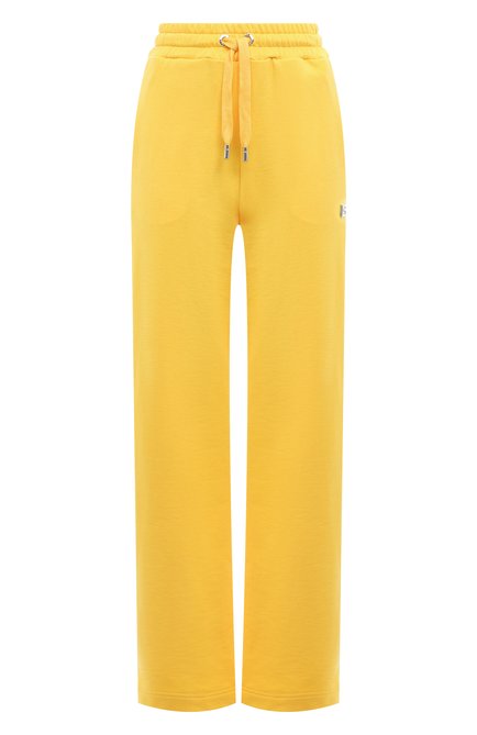 Женские хлопковые брюки DOLCE & GABBANA желтого цвета, арт. FTCYYT/GDCDR | Фото 1 (Материал сплава: Проставлено; Материал внешний: Хлопок; Драгоценные камни: Проставлено; Длина (брюки, джинсы): Стандартные)