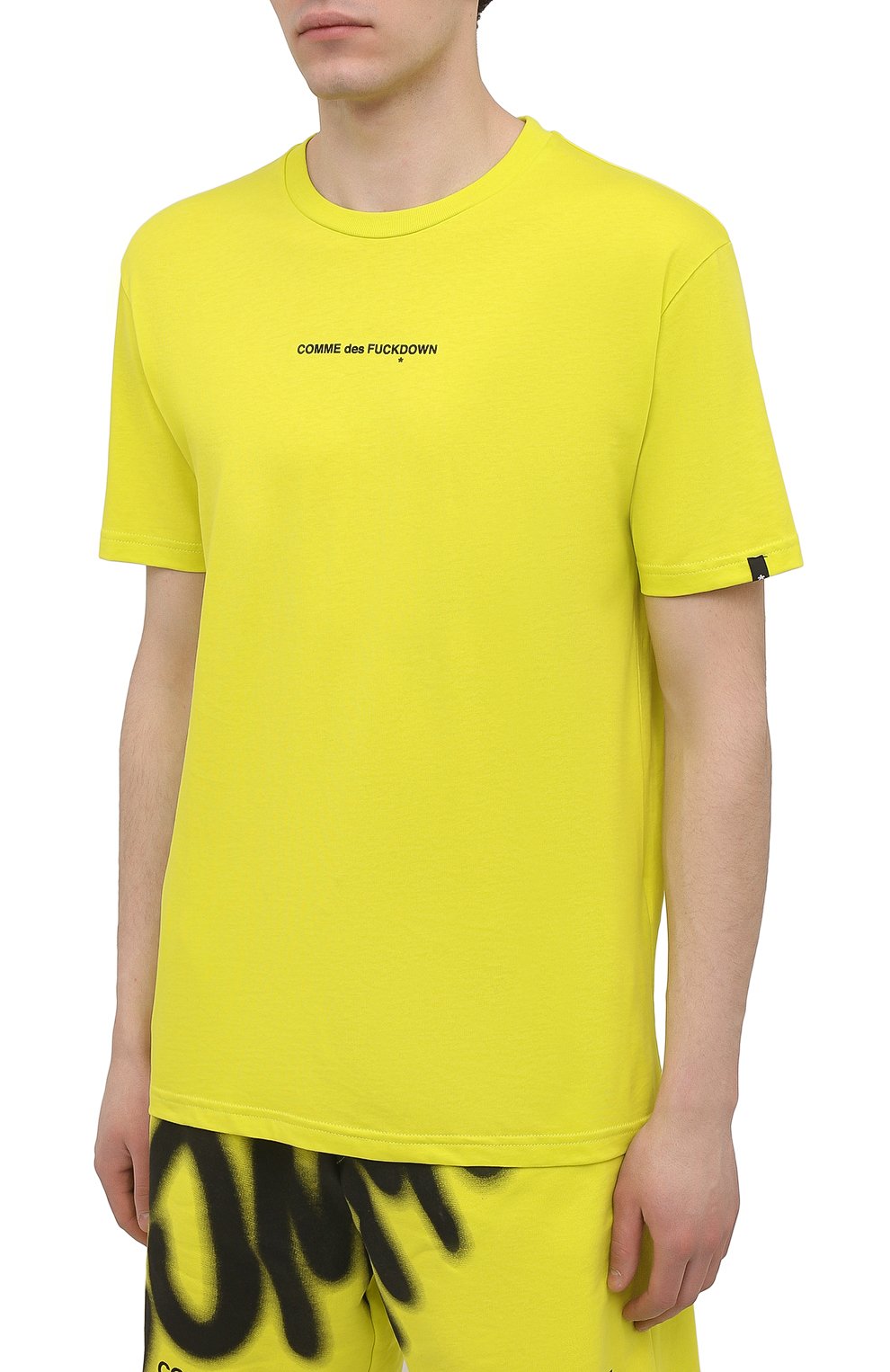 Мужская хлопковая футболка COMME DES FUCKDOWN светло-зеленого цвета, арт. CDFU1118 | Фото 3 (Рукава: Короткие; Длина (для топов): Стандартные; Стили: Гранж; Принт: С принтом; Материал внешний: Хлопок)