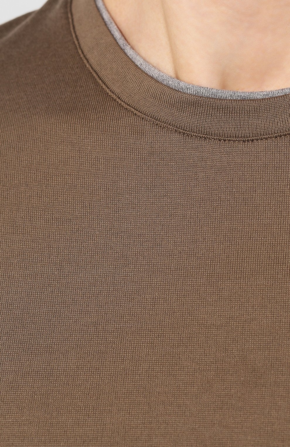 Мужская хлопковая футболка ELEVENTY PLATINUM коричневого цвета, арт. A75TSHA03 JER0A006 | Фото 5 (Принт: Без принта; Рукава: Короткие; Длина (для топов): Стандартные; Мужское Кросс-КТ: Футболка-одежда; Материал внешний: Хлопок; Стили: Кэжуэл)