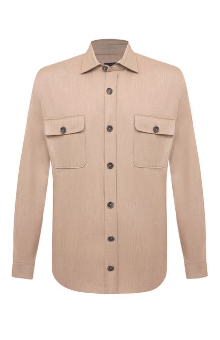 Мужская рубашка из хлопка и льна VAN LAACK бежевого цвета по цене 38550 руб., арт. RET0-TFK/155045 | Фото 1