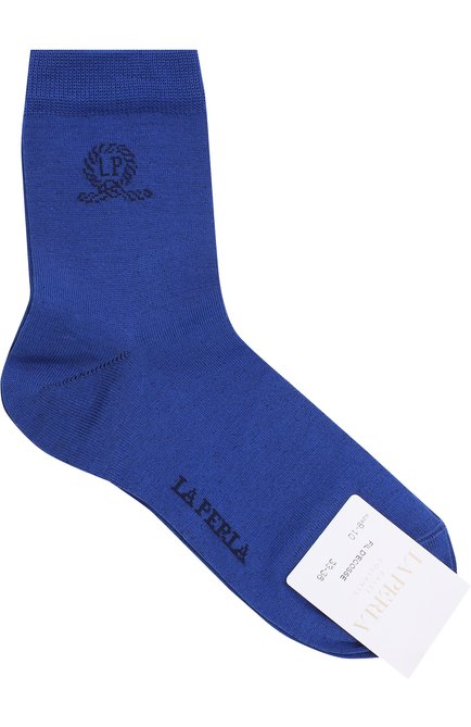 Детские носки с логотипом бренда LA PERLA синего цвета, арт. 42035H/9-12 | Фото 1 (Материал: Хлопок, Текстиль; Статус проверки: Проверено, Проверена категория; Кросс-КТ: Носки)