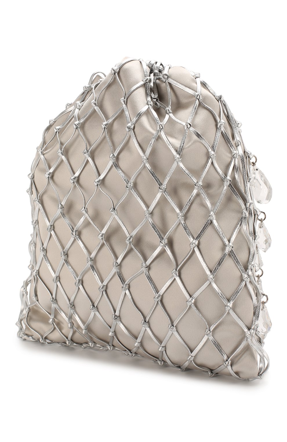 Женская сумка PRADA серебряного цвета, арт. 1BC075-2D6Q-F0118-OPO | Фото 2 (Сумки-технические: Сумки через плечо; Ремень/цепочка: На ремешке; Материал: Текстиль, Экокожа; Размер: small)