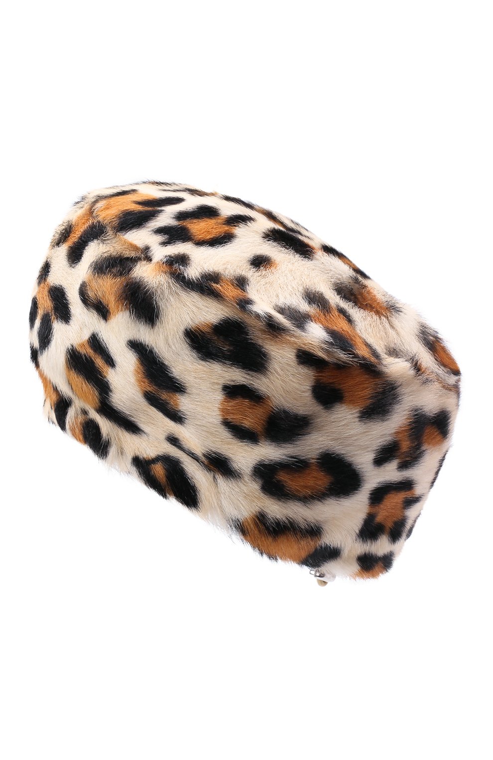 Женский берет из меха козлика FURLAND леопардового цвета, арт. 0013608610034200000 | Фото 3 (Материал: Натуральный мех)