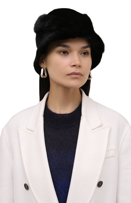 Женская шляпка шерил из меха норки FURLAND черного цвета, арт. 0102000100001300799 | Фото 2 (Материал: Натуральный мех)