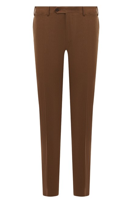 Мужские шерстяные брюки CANALI коричневого цвета, арт. 71019/AN04763 | Фото 1 (Драгоценные камни: Проставлено; Материал внешний: Шерсть; Материал сплава: Проставлено; Длина (брюки, джинсы): Стандартные)