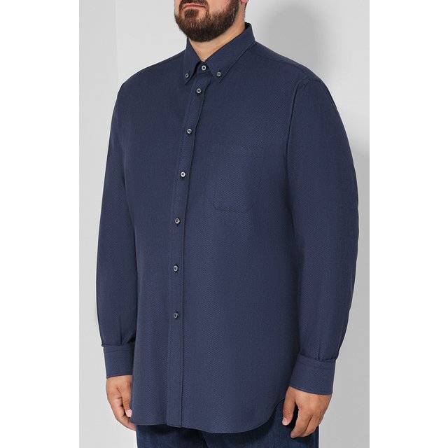 фото Хлопковая рубашка с воротником button down brioni