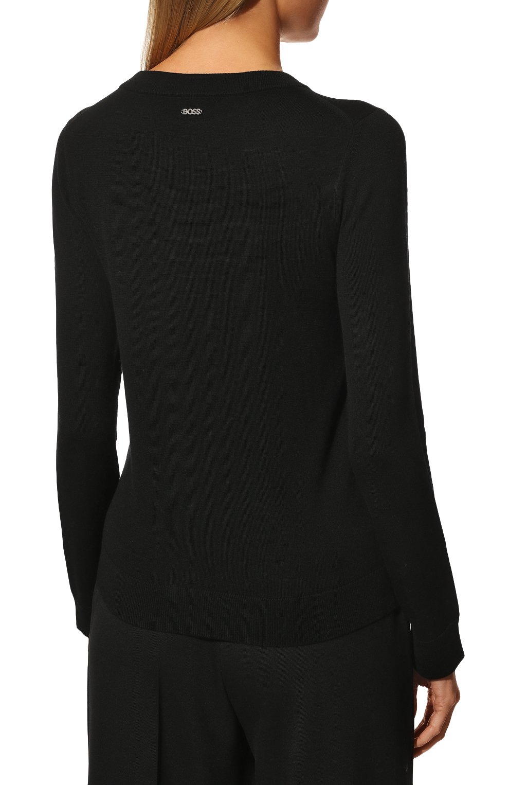 Шерстяной пуловер BOSS 50473239, цвет чёрный, размер 50 - фото 4