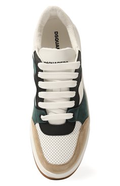 Мужские кожаные кеды bumper DSQUARED2 хаки цвета, арт. SNM0298 01504841 | Фото 6 (Материал внутренний: Натуральная кожа, Текстиль; Материал сплава: Проставлено; Нос: Не проставлено; Стили: Классический; Материал утеплителя: Без утеплителя; Подошва: Массивная; Драгоценные камни: Проставлено; Материал внешний: Замша)