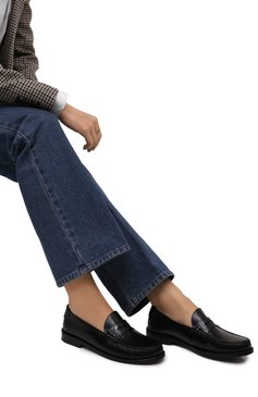Женские кожаные пенни-лоферы SAINT LAURENT черного цвета, арт. 670232/1VUVV | Фото 3 (Каблук высота: Низкий; Материал внутренний: Натуральная кожа; Подошва: Плоская)