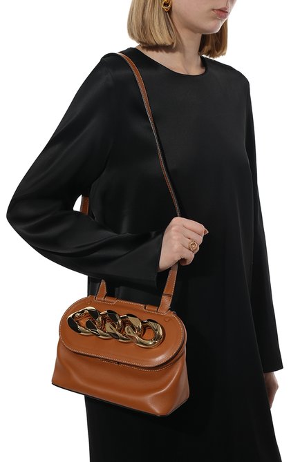 Женская сумка chain lid JW ANDERSON коричневого цвета, арт. HB0317 LA0020 | Фото 2 (Материал: Натуральная кожа; Сумки-технические: Сумки top-handle, Сумки через плечо; Размер: small; Ремень/цепочка: На ремешке)