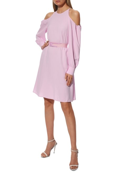 Женское платье из вискозы STELLA MCCARTNEY розового цвета, арт. 604364/SSA02 | Фото 2 (Материал внешний: Вискоза; Рукава: Длинные; Длина Ж (юбки, платья, шорты): Мини; Женское Кросс-КТ: Платье-одежда; Случай: Коктейльный; Стили: Романтичный)
