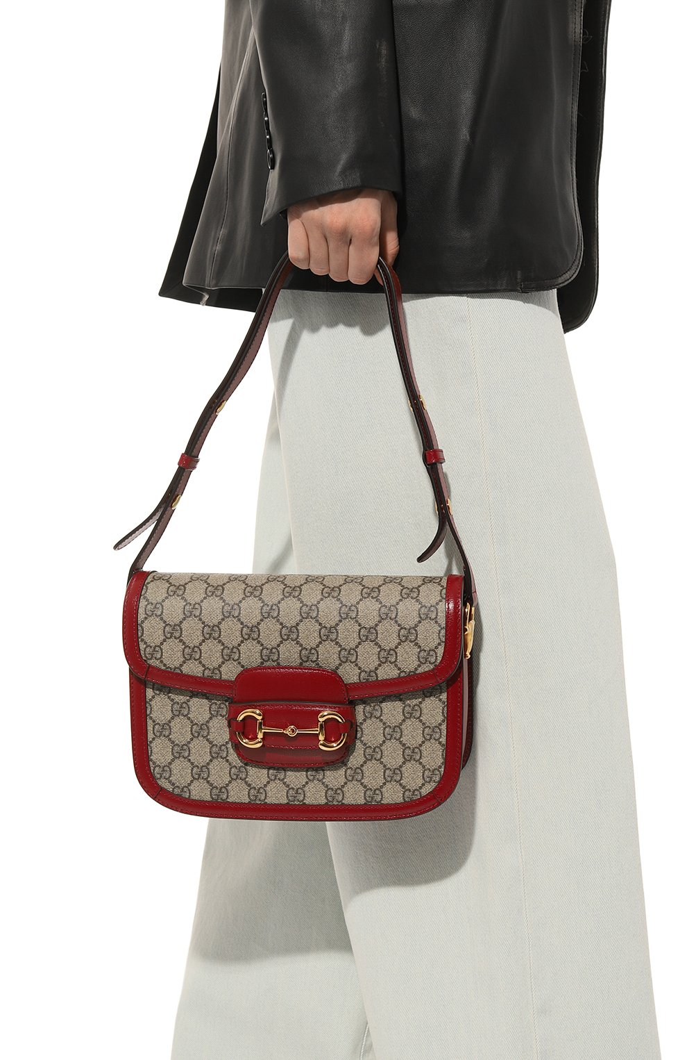 Женская сумка 1955 horsebit small GUCCI красного цвета, арт. 602204 92TCG | Фото 2 (Сумки-технические: Сумки через плечо; Материал: Канва, Натуральная кожа; Размер: small)
