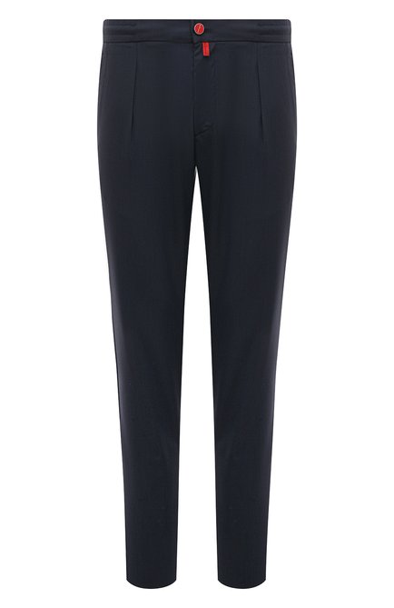 Мужские шерстяные брюки KITON синего цвета, арт. UP1LACJ0752B | Фото 1 (Длина (брюки, джинсы): Стандартные; Материал внешний: Шерсть; Стили: Кэжуэл; Случай: Повседневный)