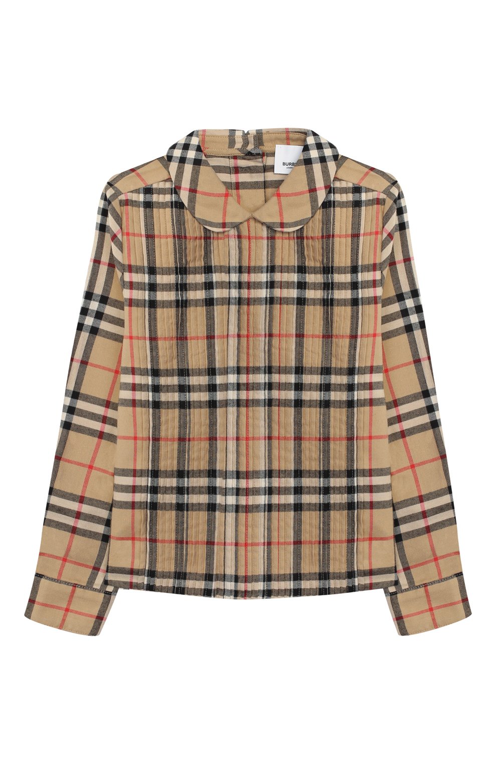 Детское хлопковая блузка BURBERRY бежевого цвета, арт. 8017802 | Фото 1 (Рукава: Длинные; Случай: Повседневный; Материал внешний: Хлопок)