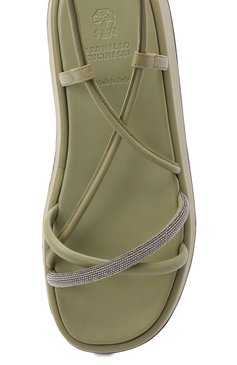 Женские кожаные сандалии BRUNELLO CUCINELLI зеленого цвета, арт. MZ0PG2173 | Фото 6 (Подошва: Платформа; Материал внутренний: Натуральная кожа; Материал сплава: Проставлено; Драгоценные камни: Проставлено)