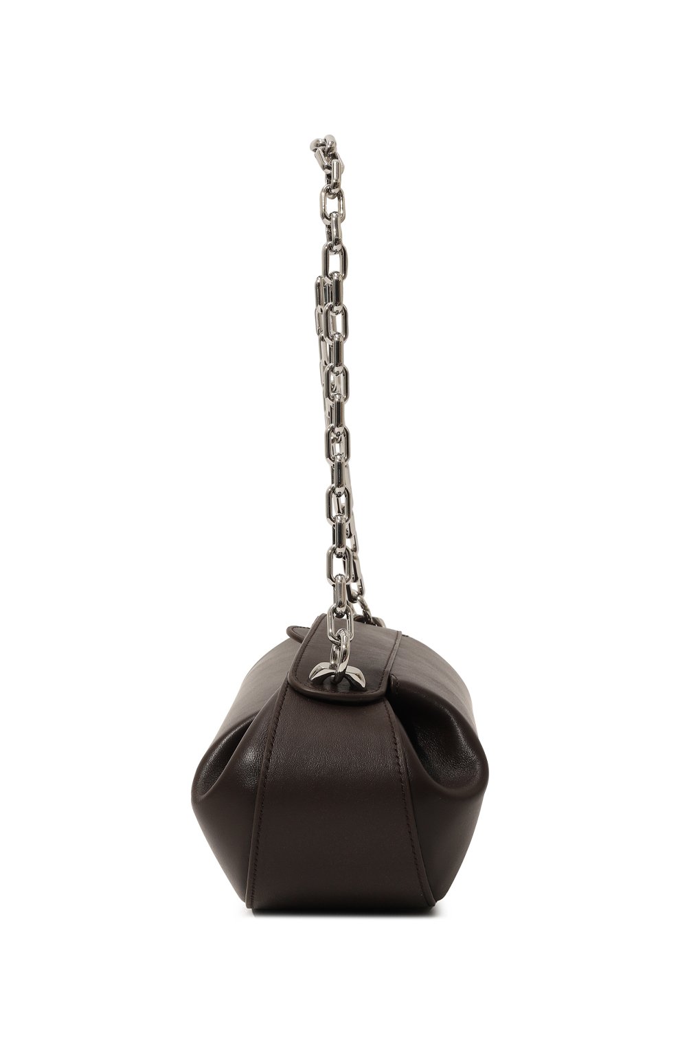 Женская сумка baton YUZEFI темно-коричневого цвета, арт. YUZSS23-HB-BT-L002 | Фото 4 (Сумки-технические: Сумки top-handle; Размер: medium; Материал: Натуральная кожа; Материал сплава: Проставлено; Ремень/цепочка: На ремешке; Драгоценные камни: Проставлено)