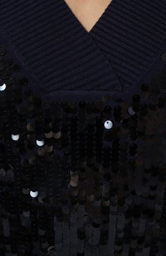Женский жилет из вискозы LIU JO темно-синего цвета, арт. CF3017/MS49I | Фото 5 (Материал сплава: Пр оставлено; Женское Кросс-КТ: Жилет-одежда; Материал внешний: Вискоза; Драгоценные камни: Проставлено; Длина (верхняя одежда): Короткие; Стили: Романтичный)