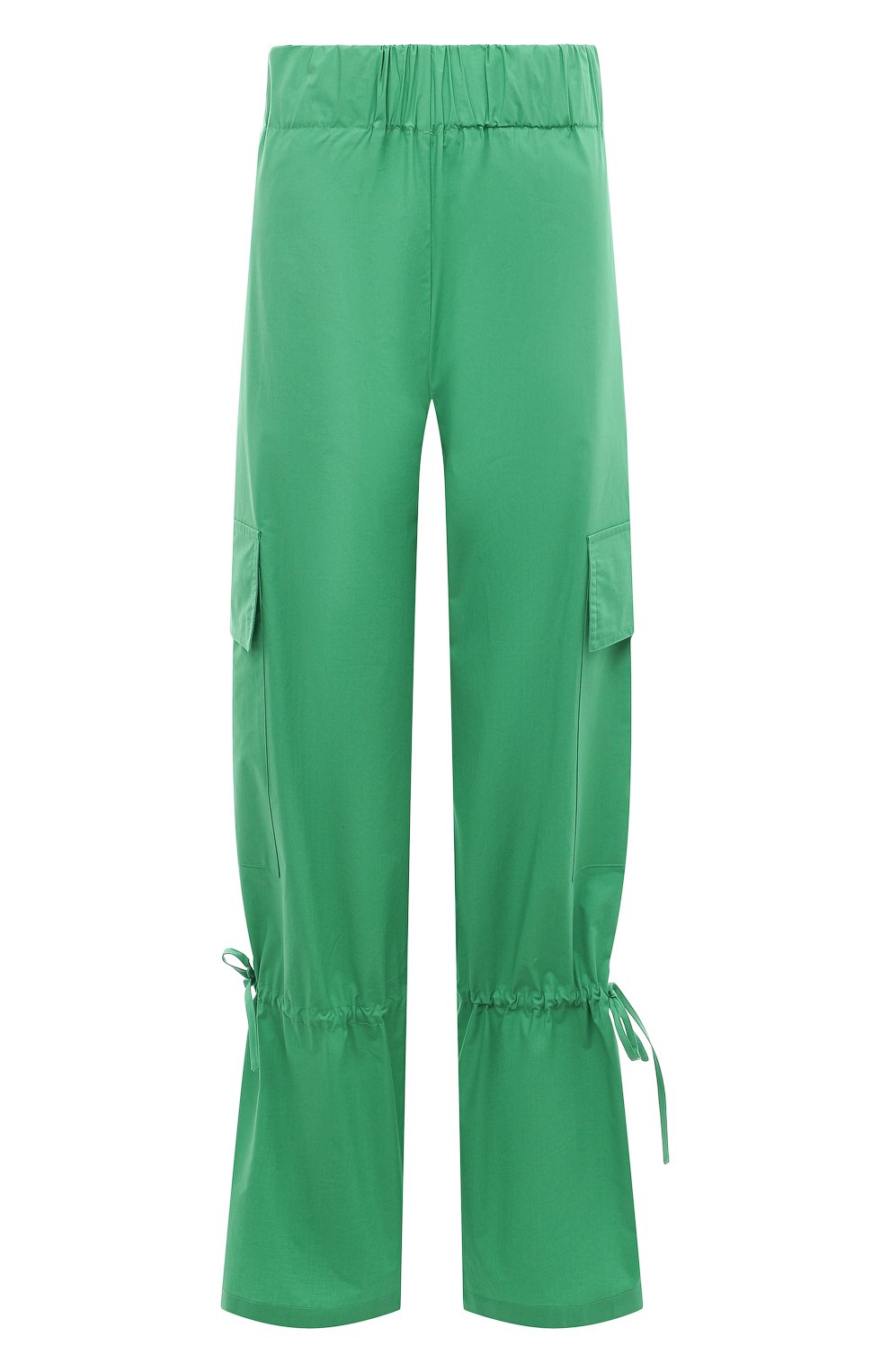 Женские хлопковые брюки ERIKA CAVALLINI зеленого цвета, арт. S3/P/P3SJ08 | Фото 1 (Длина (брюки, джинсы): Стандартные; Женское Кросс-КТ: Брюки-одежда; Силуэт Ж (брюки и джинсы): Прямые; Материал сплава: Проставлено; Материал внешний: Хлопок; Драгоценные камни: Проставлено; Стили: Кэжуэл)