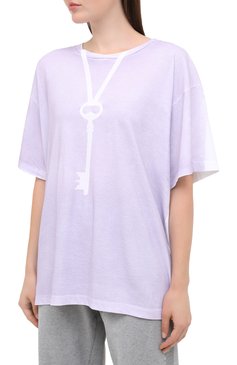 Женская хлопковая футболка MM6 сиреневого цвета, арт. S52GC0167/S23588 | Фото 3 (Рукава: Короткие; Длина (для топов): Стандартные; Принт: С принтом; Материал внешний: Хлопок; Женское Кросс-КТ: Футболка-одежда; Стили: Кэжуэл)