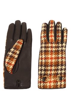 Женские перчатки GUCCI коричневого цвета, арт. 603635 3SAAR | Фото 2 (Региональные ограничения белый список (Axapta Mercury): Не проставлено; Материал: Натуральная кожа; Материал сплава: Проставлено; Нос: Не проставлено)