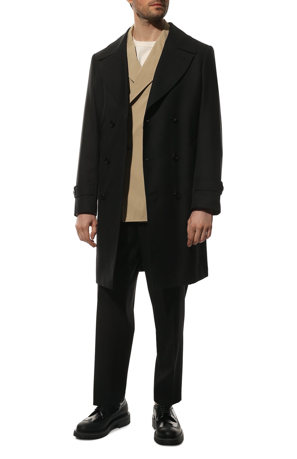 Мужские кожаные дерби BURBERRY черного цвета, арт. 8048234 | Фото 2 (Мужское Кросс-КТ: Броги-обувь; Материал внутренний: Натуральная кожа; Стили: Классический)