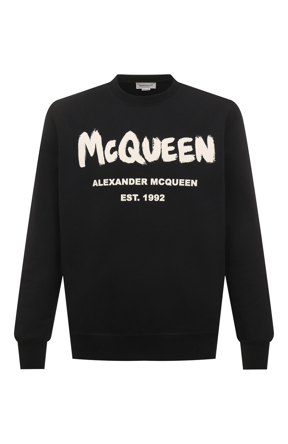 Хлопковый свитшот Alexander McQueen черного цвета