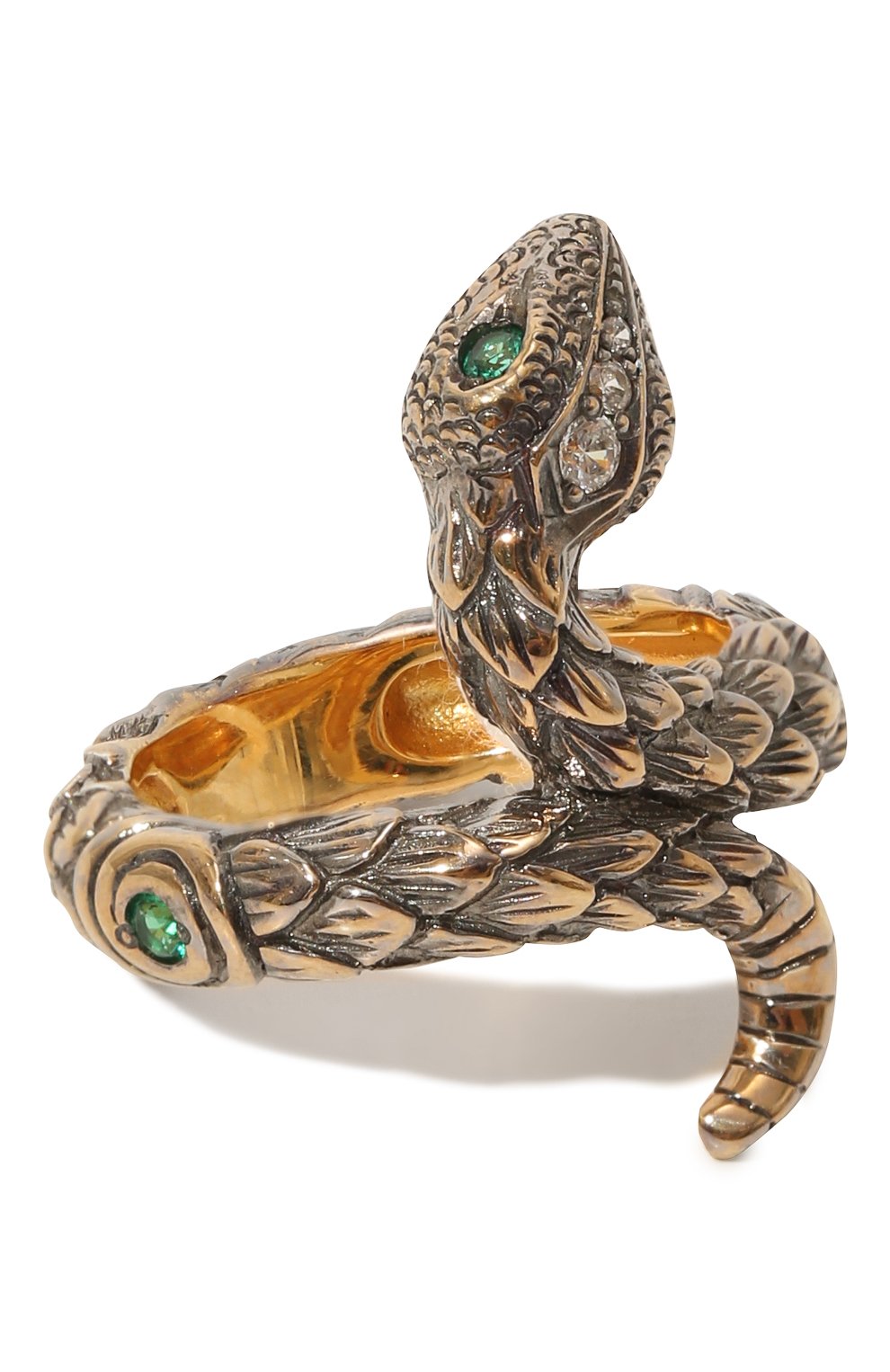 Женское кольцо one round snake QUEENSBEE золотого цвета, арт. 102008 | Фото 1 (Материал: Серебро)