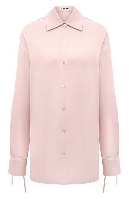 Женская рубашка из вискозы AERON розового цвета, арт. AW24RSSH155475061 | Фото 1 (Длина (для топов): Удлиненные; Материал внешний: Вискоза; Драгоценные камни: Проставлено; Материал сплава: Проставлено; Рукава: Длинные)
