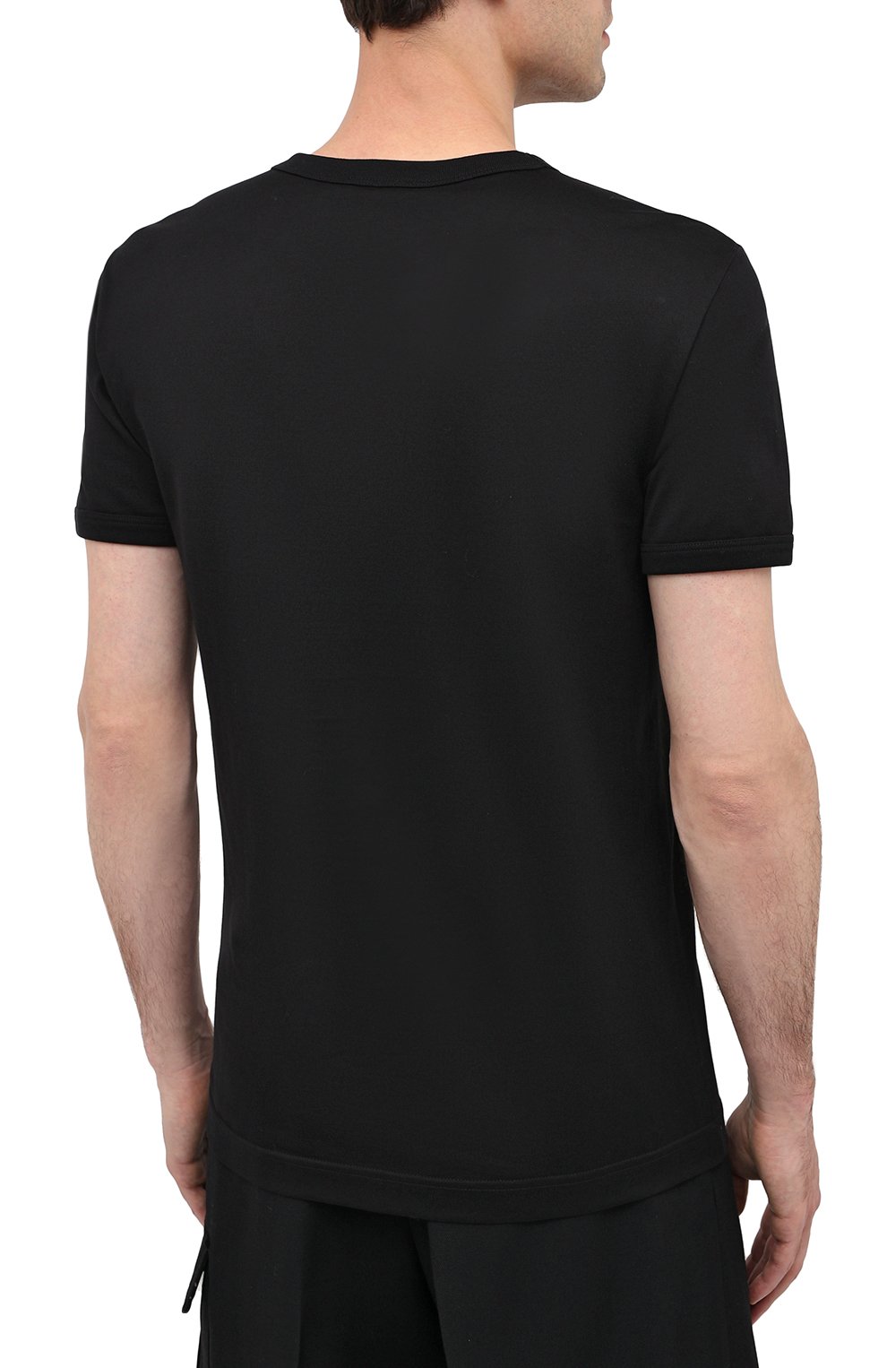 Мужская хлопковая футболка DOLCE & GABBANA черного цвета, арт. G8JX7Z/G7WRN | Фото 4 (Принт: Без принта; Рукава: Короткие; Длина (для топов): Стандартные; Мужское Кросс-КТ: Футболка-одежда; Материал внешний: Хлопок; Стили: Минимализм)