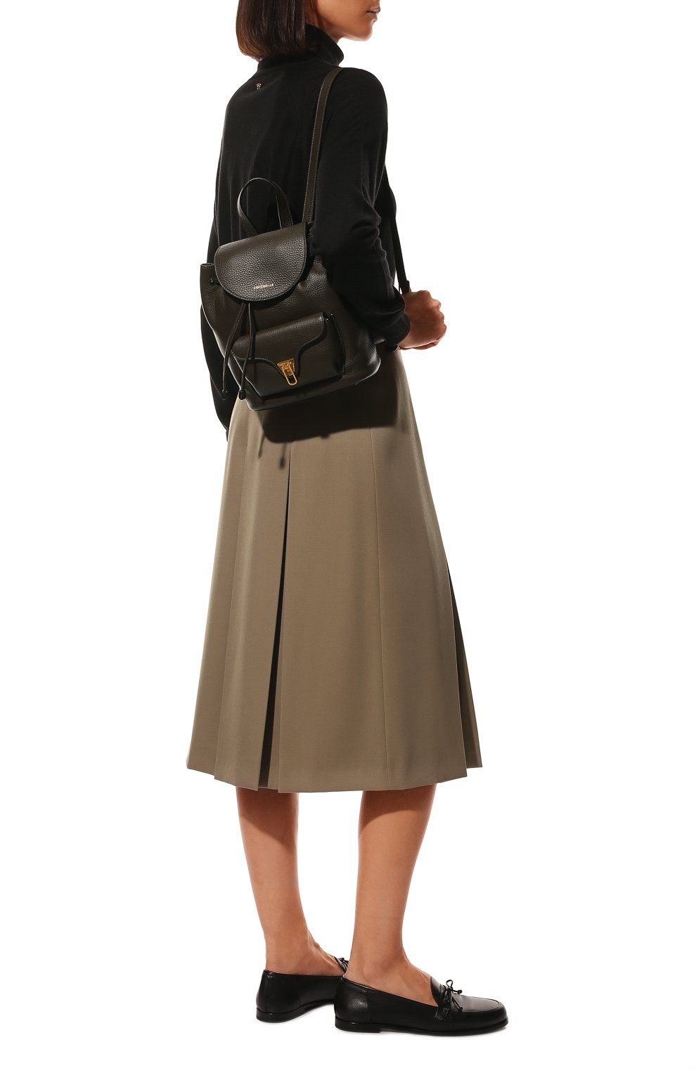 Женский рюкзак beat COCCINELLE хаки цвета, арт. E1 MF6 14 02 01 | Фото 7 (Размер: medium; Материал: Натуральная кожа; Стили: Кэжуэл)