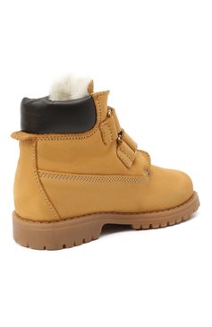 Детские кожаные ботинки WALKEY бежевого цвета, арт. Y1B4-40015-0415/25-29 | Фото 3 (Материал утеплителя: Натуральный мех; Региональные ограничения белый список (Axapta Mercury): RU)