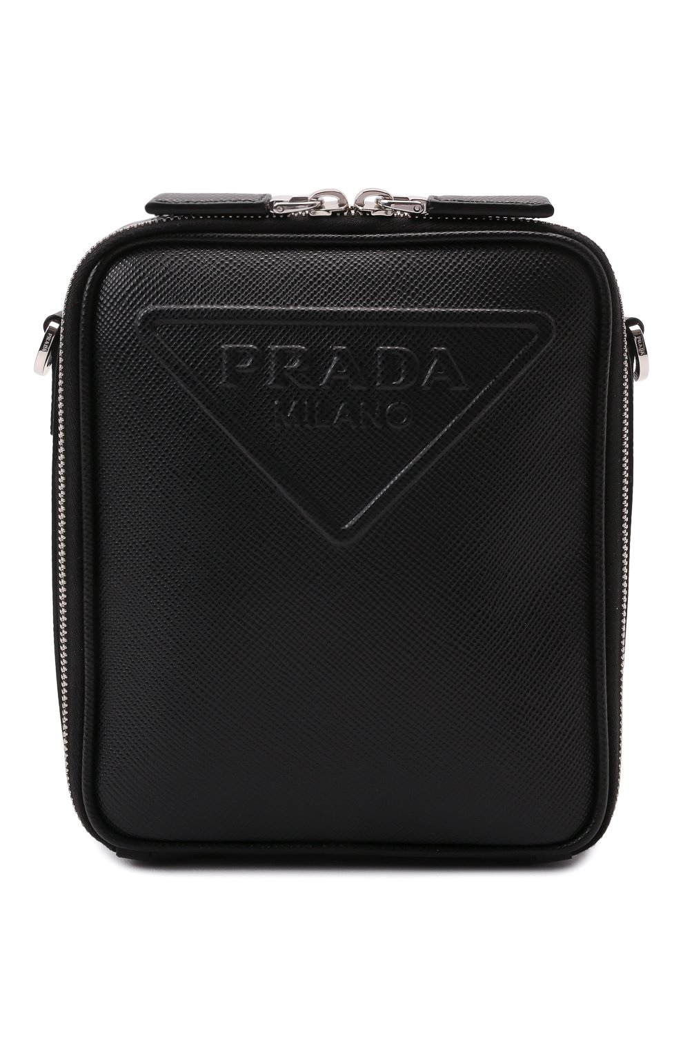 Мужская кожаная сумка PRADA черного цвета, арт. 2VH154-2FAD-F0002-OOO | Фото 1 (Материал: Натуральная кожа; Размер: mini; Ремень/цепочка: На ремешке)