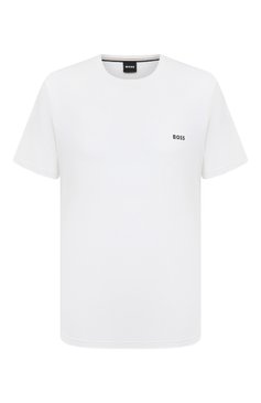 Мужская хлопковая футболка BOSS белого цвета, арт. 50469605 | Фото 1 (Рукава: Короткие; Длина (для топов): Стандартные; Материал сплава: Проставлено; Материал внешний: Хлопок; Драгоценные камни: Проставлено)